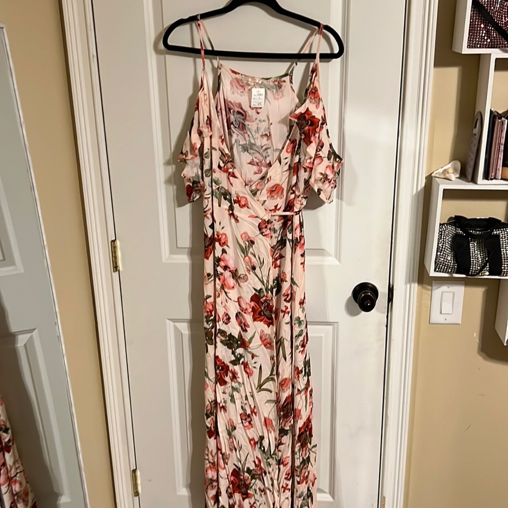 Cold shoulder wrap dress